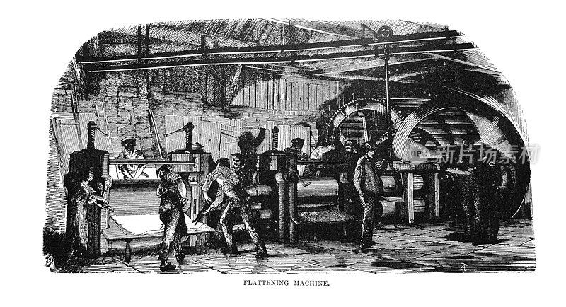 第一世纪美国插图- 1873 -压扁机-铁工人
